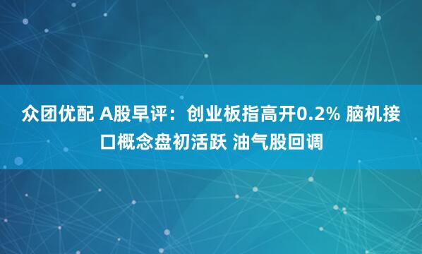 众团优配 A股早评:创业板指高开0.2% 脑机接口概念盘初活跃 油气股回调